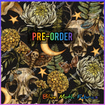 PRE-ORDER. Autumn Cat Skull fabric. By METER