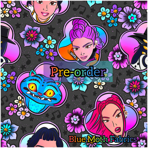 PRE-ORDER. K-pop demon hunters faux leather / vinyl fabric. 39x130cm