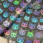 Alien Cats faux leather / vinyl fabric. 39x66cm roll