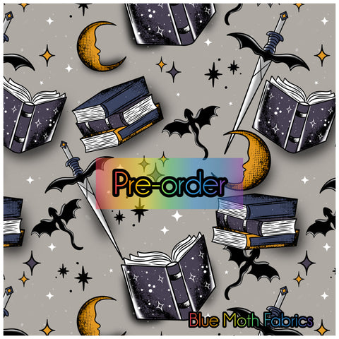 Dragon stories faux leather / vinyl fabric. 39x130cm