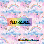 PRE-ORDER. Pink Pastel Rainbows Fabric. By METER