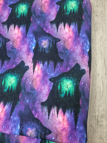 Wolf galaxy French Terry fabric
