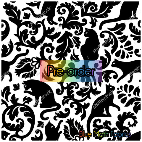 Damask Cats fabric. By METER