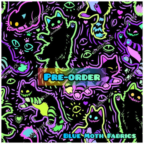 PRE-ORDER. Rainbow cats outlines fabric. By METER