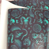 Occult Faux leather / vinyl fabric. 39x66cm roll