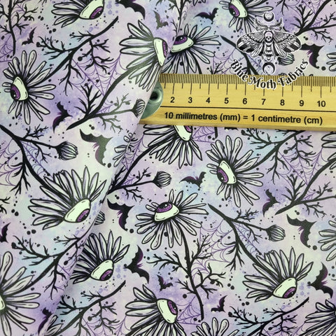Spooky eyeballs flowers Faux leather / vinyl fabric. 59X45cm PRE-CUT.