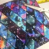 54x175cm BOLT END. Geo Galaxy paint jersey fabric