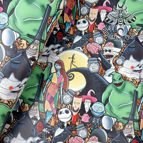 Nightmare before Christmas Faux leather vinyl fabric. 39x66cm roll