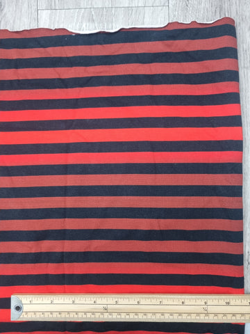 43cm BOLT END. Red ombre stripes 220gsm jersey fabric