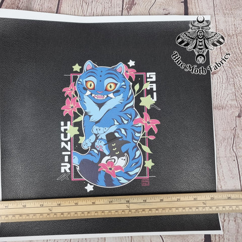 Derpy tiger no4. K pop demon hunters textured Faux leather / vinyl fabric. 33x33cm PANEL