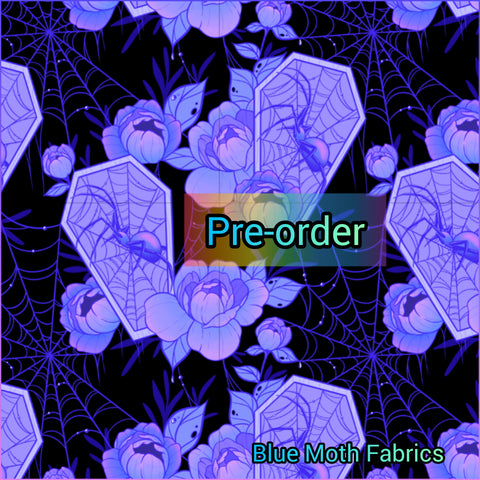 PRE-ORDER. Coffin spider Faux leather / vinyl fabric. 39x130cm