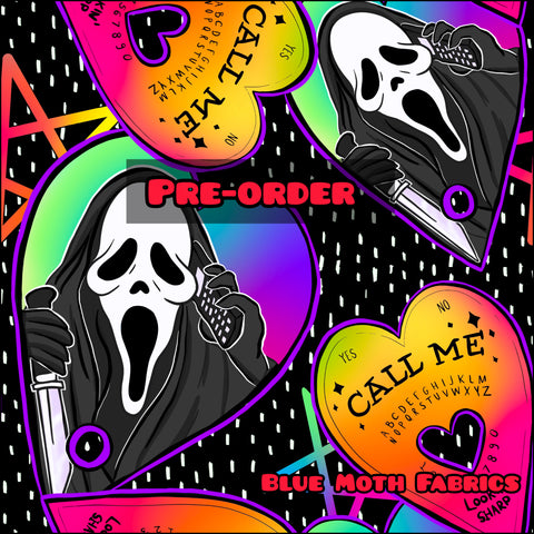 PRE-ORDER. Rainbow Scream faux leather / vinyl fabric. 39x130cm