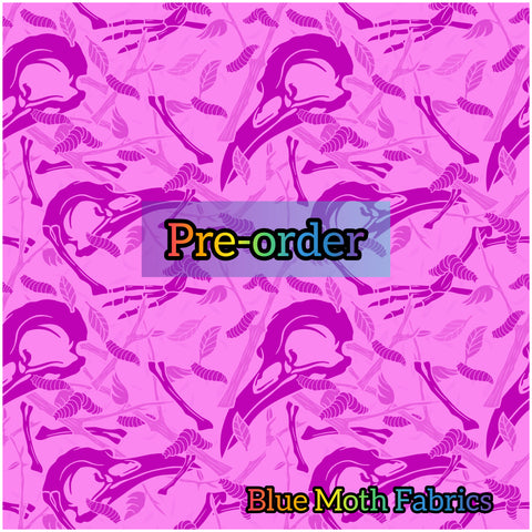 PRE-ORDER. Crow Bones pink fabric. By METER