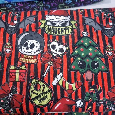 80cm. BOLT END. Spooky Christmas French Terry fabric