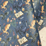 Dragon Books Navy Faux leather / vinyl fabric. 39x66cm roll
