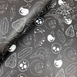 Mono occult outlines Faux leather vinyl fabric. 39x66cm roll
