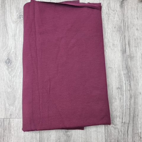 62cm BOLT END. Burgundy Cotton Jersey Knit Fabric 240g/m2