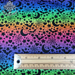 Rainbow little bats and moons 100% cotton poplin fabric