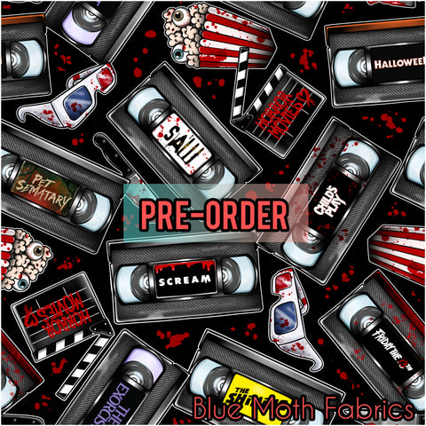 PRE-ORDER. Horror Movies Retro faux leather / vinyl fabric. 39x130cm