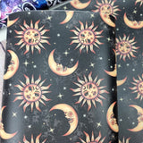 Celestial Sun Moon 59X44cm PRECUT. Faux leather vinyl fabric.
