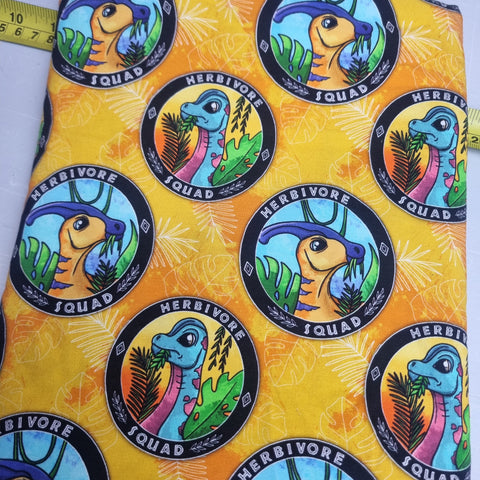 54cm BOLT END. Herbivore Dinosaurs 220gsm jersey fabric
