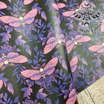 Deathmoth Purple faux leather / vinyl fabric. 39x66cm roll