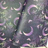 Purple Moons Faux leather / vinyl fabric. 39x66cm roll