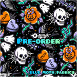 PRE-ORDER. Spooky Tattoos faux leather / vinyl fabric. 39x130cm