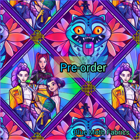 PRE-ORDER. K pop Demon Hunters Stained Glass fabric. By METER