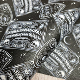 Ouija Board Monochrome textured Faux leather / vinyl fabric. 39x66cm roll