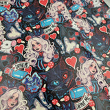 Alice Red Faux leather / vinyl fabric. 39x66cm roll