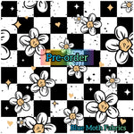PRE-ORDER. Daisy Checkerboard faux leather / vinyl fabric. 39x130cm