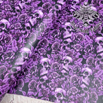 Skulls and purple roses Faux leather / vinyl fabric. 39x66cm roll