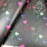 Rainbow occult outlines Faux leather vinyl fabric. 39x66cm roll