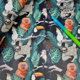 Jungle Animals 59X44cm PRECUT. Faux leather vinyl fabric