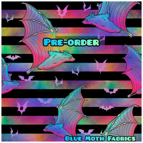 PRE-ORDER. Bats stripes fabric. By METER