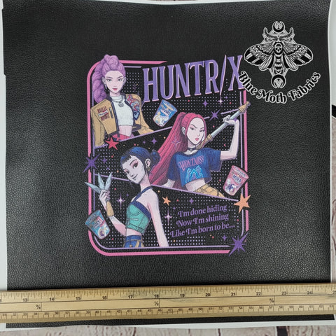 K pop demon hunters no2. textured Faux leather / vinyl fabric. 33x33cm PANEL
