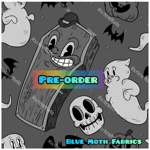 PRE-ORDER. Cartoon Coffin fabric. By METER