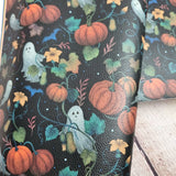 Autumn Garden Ghosts textured Faux leather / vinyl fabric. 39x66cm roll