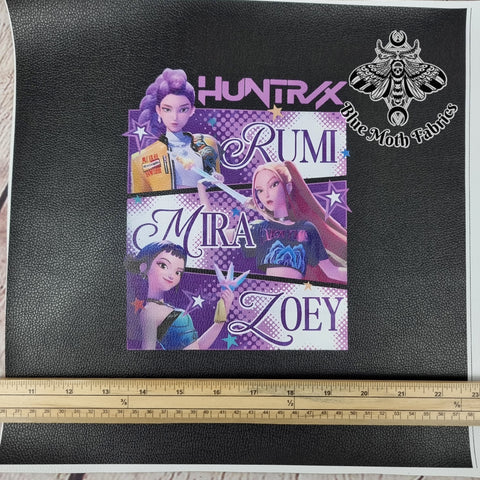 K pop demon hunters no3. textured Faux leather / vinyl fabric. 33x33cm PANEL