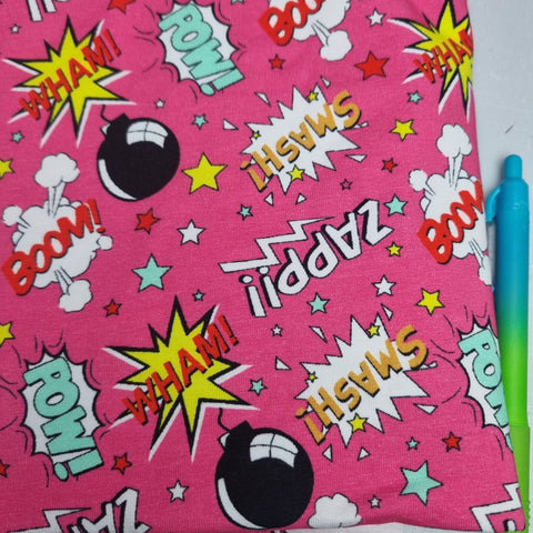 75cm BOLT END. POW Pink jersey fabric
