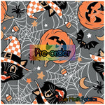Retro Cat Pumpkin fabric. By METER