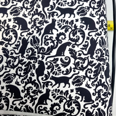 1m BOLT END. Damask Cats French Terry fabric