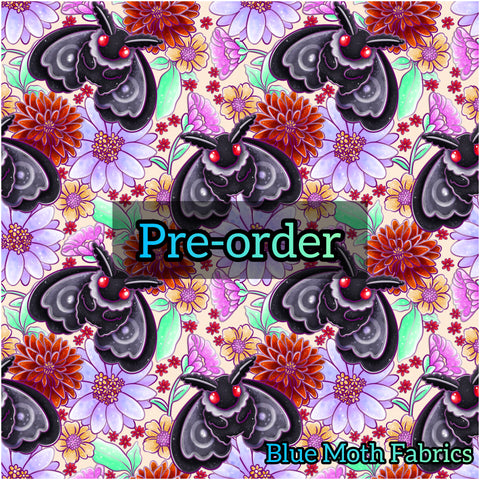 PRE-ORDER. Mothman pastel floral fabric. By METER