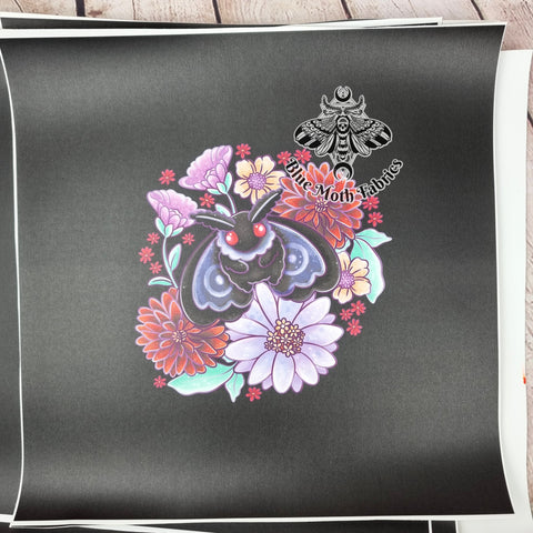 Flower Moth Faux leather / vinyl fabric. 33x33cm PANEL