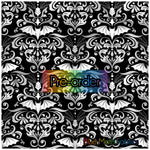 Damask bats black faux leather / vinyl fabric. 39x130cm