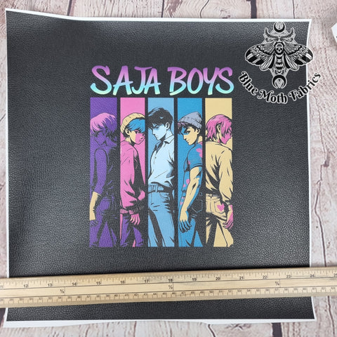Saja Boys no2. K pop demon hunters textured Faux leather / vinyl fabric. 33x33cm PANEL