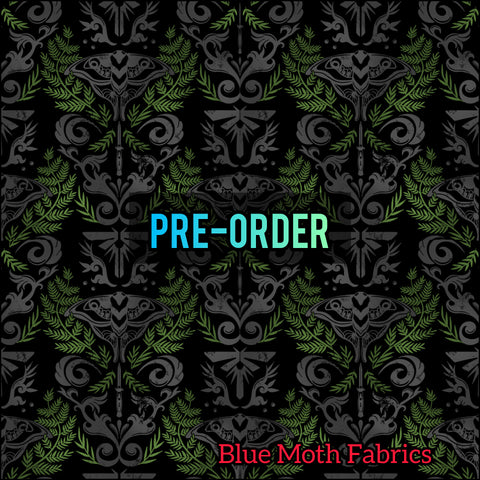 PRE-ORDER. Fern moth faux leather / vinyl fabric. 39x130cm