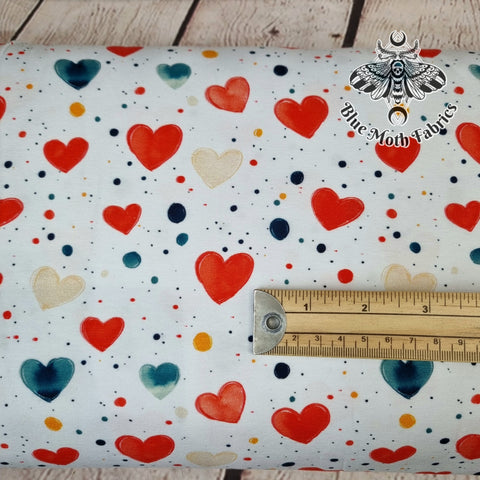 Painted Hearts jersey fabric
