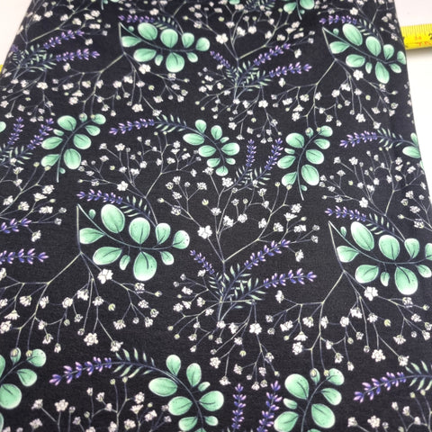 77cm BOLT END. Floral French Terry fabric